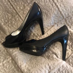 Rampage Black Patent Open Toe  Heels size 9